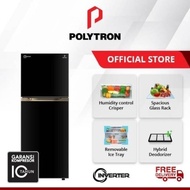 POLYTRON PRM 431 X KULKAS 2 PINTU 300LTR INVERTER - BLACK / PRM431X