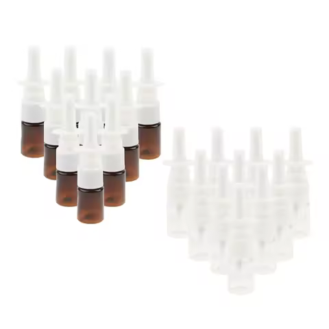 10 Pieces 5ml Empty Nasal Spray Bottle, Amber Glass Fine Mist Vials, Sterile Nasal Sprayer for Trave