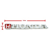 HONDA Logo Sign Has A H Body In Front Of The Word HONDA. Chrome/Red Plastic Size 13.0X1.8 cm Install