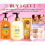 (BUY 1 GET 2)VELLSAR COLLAGEN SUNSCREEN + WHITENING LOTION + LBLS NIACINAMIDE LOTION