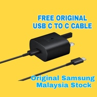 Original Samsung Malaysia Super Fast Charger 25W 35W 45W Travel PD Power Adapter+C to C Cable for no
