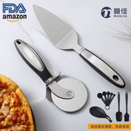 Manjia Pizza Wheel Stainless Steel Pizza Spatula Set Dua Keping dengan Pemegang, Pemotong Pizza Roda