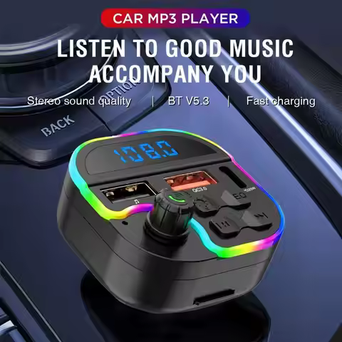 Bluetooth 5.0 Car FM Transmitter PD30W QC3.0 Type-C 3.1A Dual USB Ambient Player MP3 Charger Type-C 