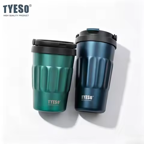 Tyeso 400ML/500ml Vintage Vacuum Flasks Insulated Coffee Mug 304 Stainless Steel Portable Travel Cup