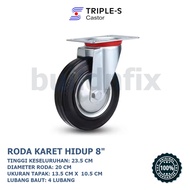 TRIPLE - S BLACK RUBBER WHEELS LIVE 8" CASTOR WHEELS/ 8 INCH MULTI-PURPOSE CART WHEELS