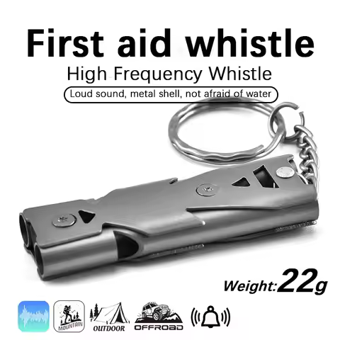 Survival Whistle Double Tube Bursting Sound Whistle Outdoor SOS Whistle Stainless Steel High Frequen