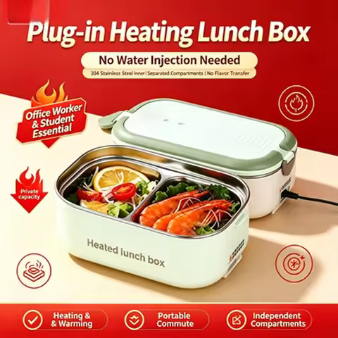 304 Stainless Steel Electric Heating Lunch Box Portable Food Warmer Household Meal Heater For Office