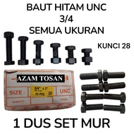 1 Box of NC Bolts and Nuts UNC/ 3/4 HEX Black Key 28 Length 1 1 1/ 2 Inches (4cm) to 6 inches (15 cm