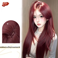 Fast Delivery From Bangkok Red Female Wig 65CM-70CM Very Natural Straight Shape High Quality Fake Ha