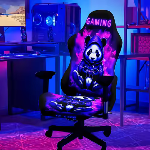 1 Set Glowing Game Panda Gaming Chair Cover UV Black Light Reactive Glowing Computer Game Chair Cove