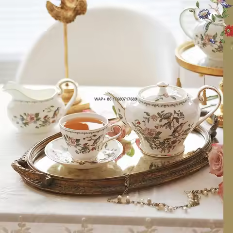 British Aynsley Bird Ceramic Reusable Coffee Cup and Saucer Set English Afternoon Tea Set Minimalist