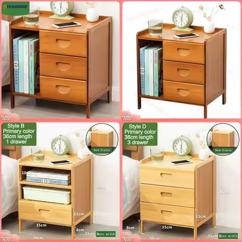 Modern Bamboo Bedside Table Eco Friendly Bedroom Nightstand Apartment Storage Cabinet Customizable M