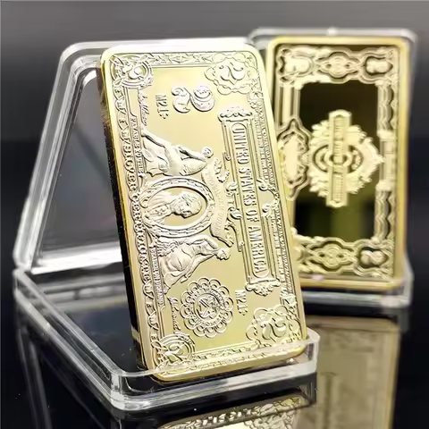 1Pcs 1899 Year US Dollar Gold Bar 2 US Dollar Gold Plated Metal Crafts Commemorative Coin Collection