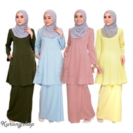 Baju Kurung Riau Plain Caera Plus Size 32 - 60 Olive Green Dusty Pink Soft Baby Yellow Kuning Cair Hijau Lumut