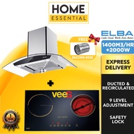 Elba 1400m3/h Cooker Hood EH-J9088 + Induction Built-In Ceramic Cooker HL-400K | HL-400 | FCH3C/69BK