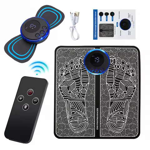 EMS Foot Massager Pad Electric Foldable Massage Mat Muscle Stimulation Relief Pain Relax Feet,Neck M