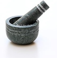 Stones And Homes Indian Green Mortar and Pestle Set Small Bowl Marble Stone Molcajete Herbs Spices for Kitchen and Home 3 Inch Polished Round Pill Crusher Herbs Spice Grinder - (7.6x5.4x3.4 cm)