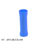 NC BV-2 Fishtail Slip-On For Connecting Wires With Insulation BV2-BLUEx100