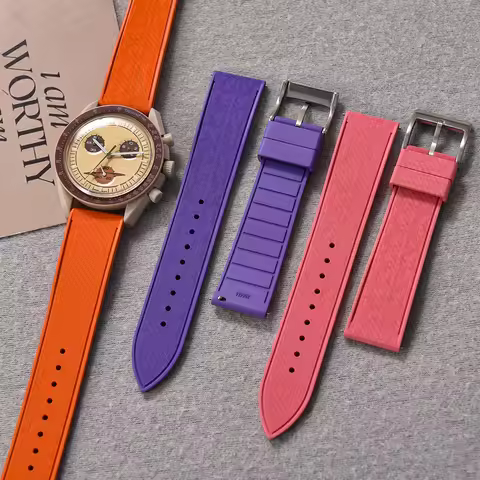 Mosaic FKM Rubber Watch Strap 20mm 22mm Quick Release Sport Diver Strap For Rolex Seiko Omega Cartie