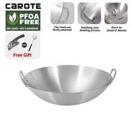 Carote Chovy 30-55CM Large Size Stainless Steel Double Ears Non-stick Wok High Quality Double Handle