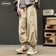 M-8XL Japanese Simple Khaki Pants Men Plus Size Cargo Pants Causal Slim Fit Jogger Pants