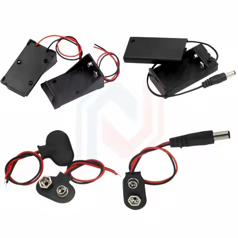 1pcs 9 volt Box Pack Power Toggle Black 9V Battery Holder I/T Type Battery Clips Connector Buckle wi