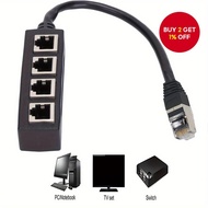 Ethernet Adapter RJ45 1 Male to 4x Female LAN Cable Splitter for Super Cat5/Cat5e/Cat6/Cat7 Socket C