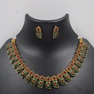 Premium Matte Gold Mango Design Indian Choker Set | Indian Choker Set Indian