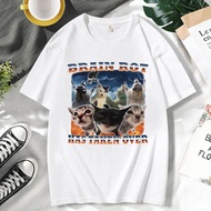 Rotten Brain Funny Cat T-Shirt Meme Women Goofy Ahh Vintage Hip Hop Casual Short Sleeve Women's Clot