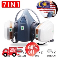 7 in 1 Half Face Spray Paint Dust Gas Mask Respirator Double Filter For 3M 7502
