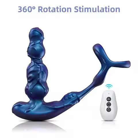 Anal Vibrator 360 Rotate Anal Beads Male Prostate Massager Locking Sperm Ring Electric Anal Plug Uni