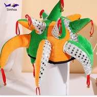[Simhoa] Court Jester Hat with Bells Costume Accessory for Halloween Party Festival