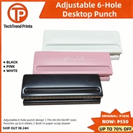 Adjustable 6-Hole Desktop Punch Metal Puncher for A4 A5 A6 B7 Six Ring Binder