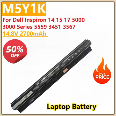 Replacement Laptop Battery M5Y1K 14.8V 2700mAh for Dell Inspiron 14 15 17 5000 3000 Series 5559 3451