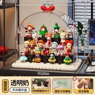 （圓形款-透明奶）盲盒防塵展示櫃 泡泡瑪特手辦公仔玩具亞克力透明收納展示架