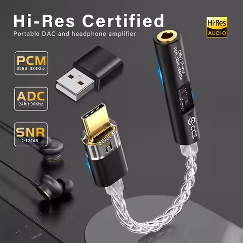 CCZ CM01 USD C to 3.5mm Audio Adapter 8 core Single Crystal Copper Silver Plated Cable 32bit CX31993