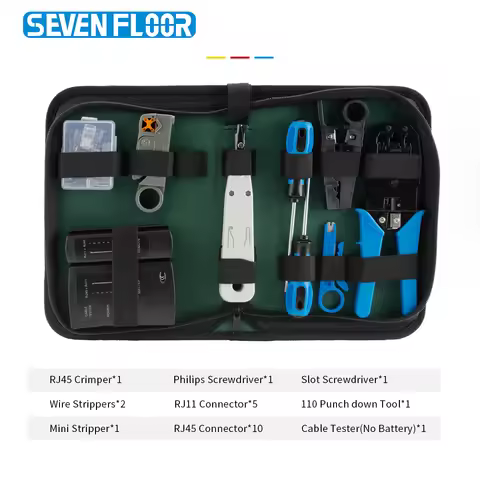 RJ45 Crimping Tool Kit 8P6P4P Network Cable Tester Krone Punch Down Tool Coaxial Stripper Screwdrive