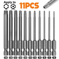 [FGH]11pcs Torx Screwdriver Bit Set Hex Security Magnetic Head 75MM Extra Long