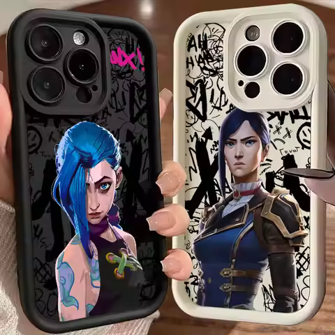 League-Legends Arcane Jinxs Vi Artelsia Case For iPhone 16 Pro Cases iPhone 15 14 13 12 Mini 11 Pro 