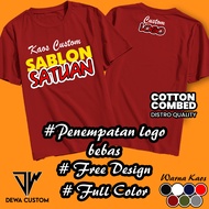 DEWA CUSTOM - KAOS CUSTOM DESAIN LOGO SENDIRI - SABLON KAOS CUSTOM DEPAN BELAKANG - KAOS CUSTOM LOGO