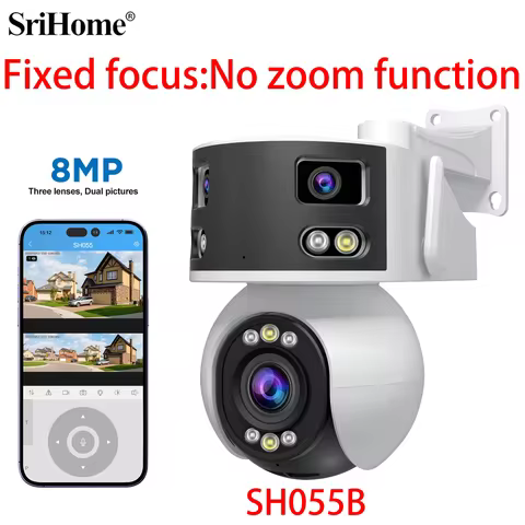 Srihome SH055B 3 Lens 2 SCREEN WiFi Outdoor Camera Outdoor 8MP HD 2.4G&5G WIFI Security Camera Human