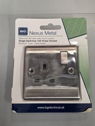 British General BG Nexus Metal 單位 13A電源插座 Brushed Steel