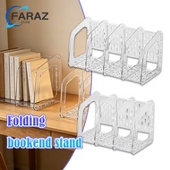 Transparent Bookshelf Desktop File Organizer 3 Grid/ 4 Grid Transparent Desk Bookend for Home