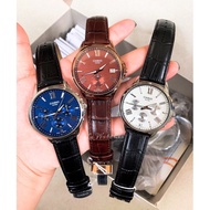 Casio Leather analog multi hand watch Navy Blue Brown White MTP-EX300L MTP-EX300L-7AV MTP-EX300RL-5A