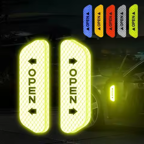 4pcs Car Door Open Reflective Stickers Warning Stickers Safety Tape Open Warning Reflective Auto Ext
