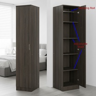 (FurnitureSG) 1 Door Dark Brown Wardrobe