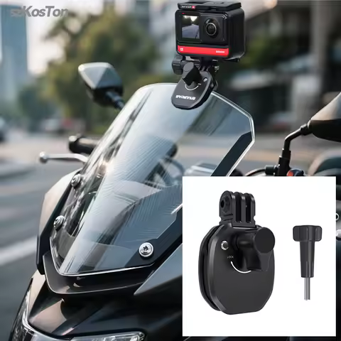 Motorcycle Windshield Clip Mount for Go Pro 13 12 11 10 9 8 7 DJI OSMO 360 Action 4 5 Pro Insta 360 