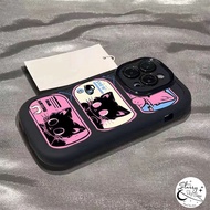 Black Kitten Car Bracelet Case Art Pattern For Oppo A18 A38 A54 A57 A7 A15 A78 A55 A12 A17 A16 A1K A