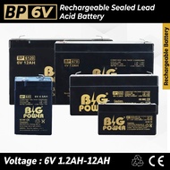 BIG POWER Rechargeable 6V SLA Battery 6V1.2AH / 6V3.2AH / 6V4.5AH / 6V7.0AH /6V12AH Sealed Lead Acid