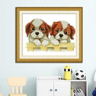 Cross Stitch Cross Stitch Precise Print Cross Stitch Thread Style Two Puppies